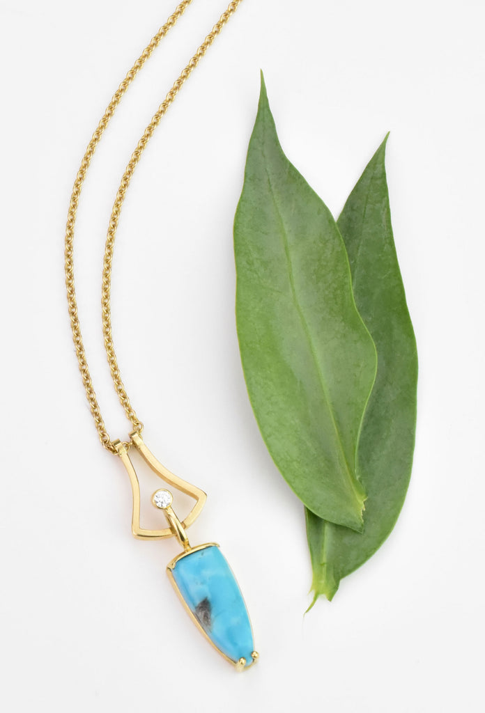 gold and turquoise pendant from Nikki Lorenz Designs