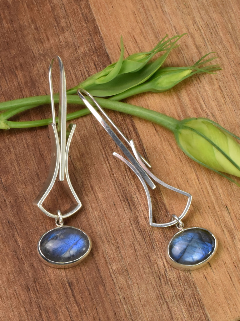 silver and labradorite earrings from Nikki Lorenz Designs