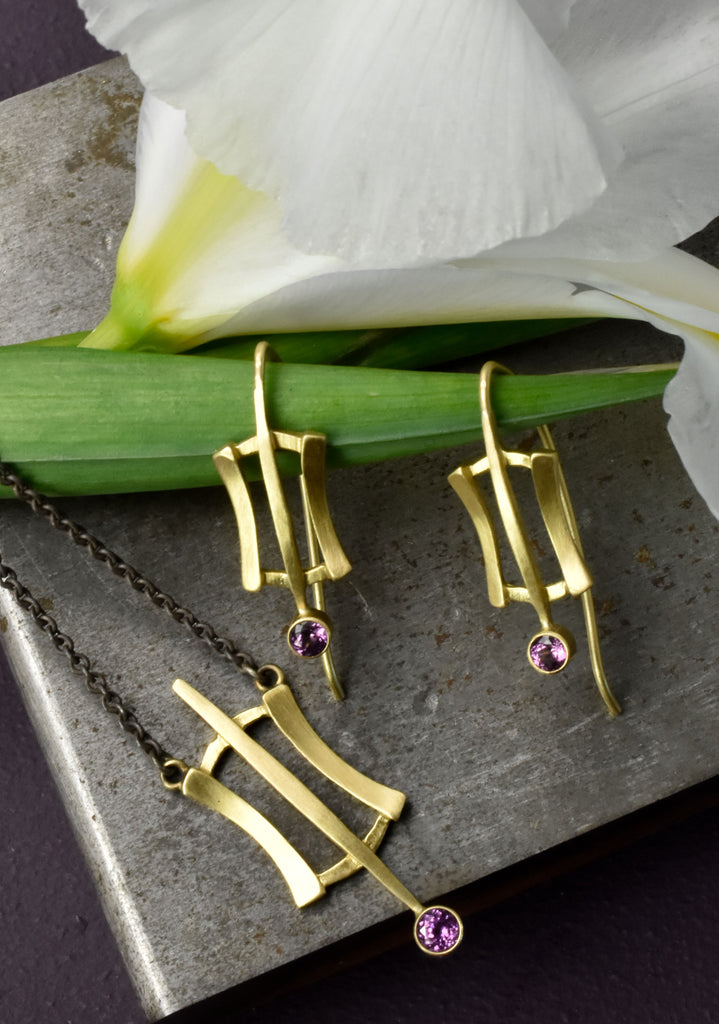 gold, silver and garnet jewelry from Nikki Lorenz Designs