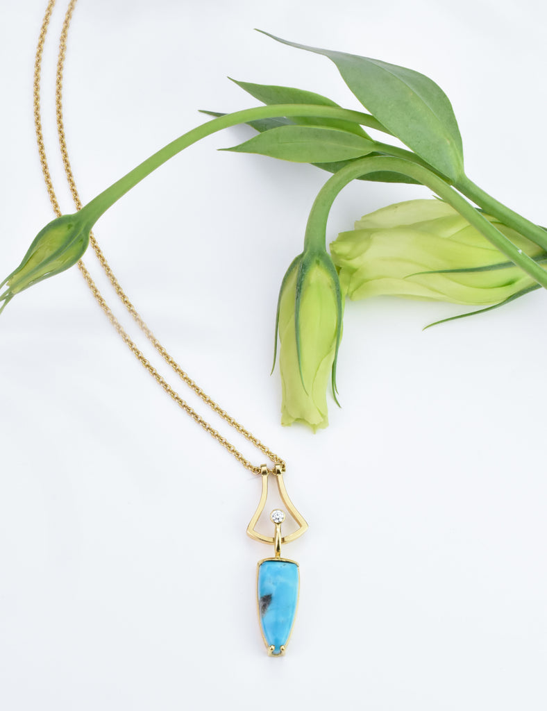 gold, turquoise and diamond necklace from Nikki Lorenz Designs