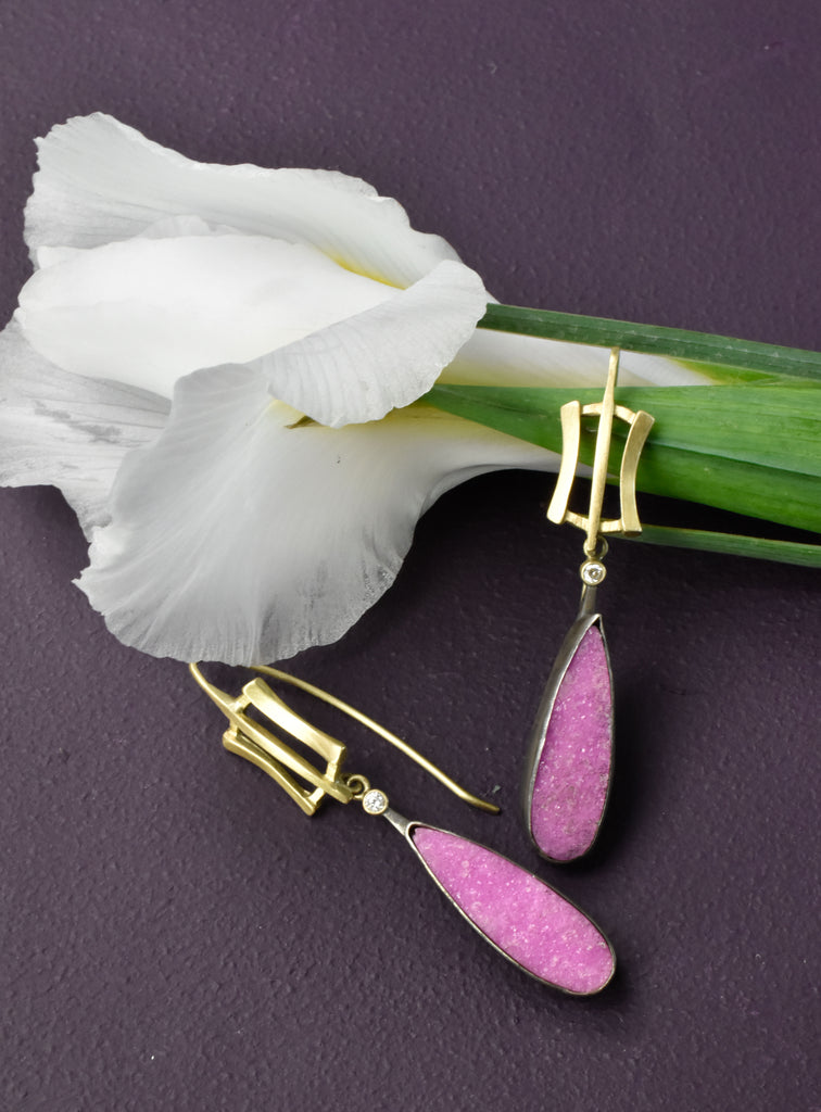 gold, silver and hot pink earrings from Nikki Lorenz Designs