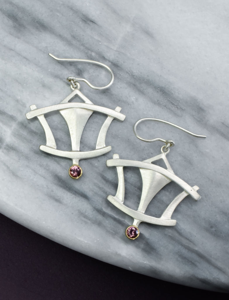 silver and garnet earrings perfect for that lunch date with someone special from Nikki Lorenz Designs