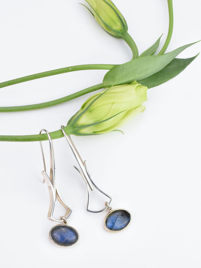 silver labradorite earrings from Nikki Lorenz Designs