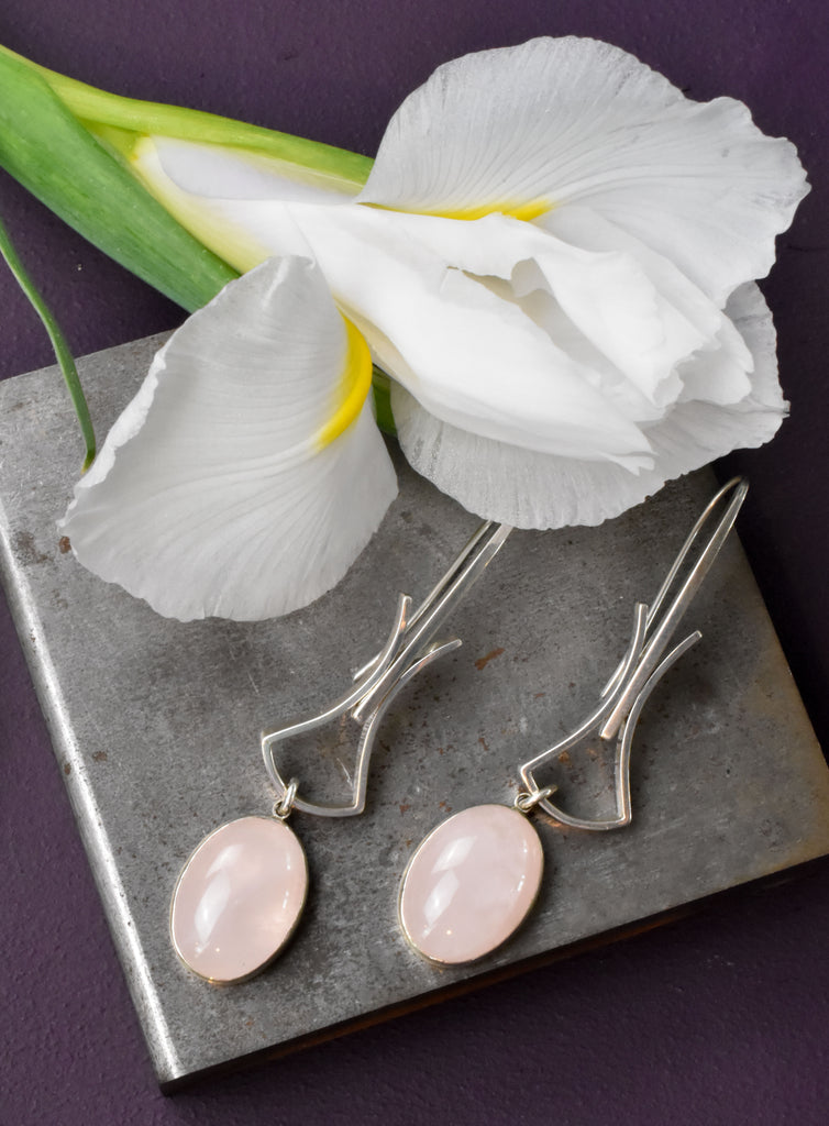 rose quartz earrings for everyday from Nikki Lorenz Designs