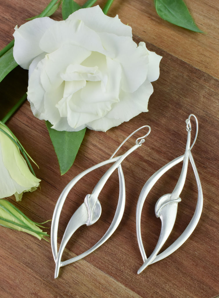 silver nature inspired earrings from Nikki Lorenz Designs