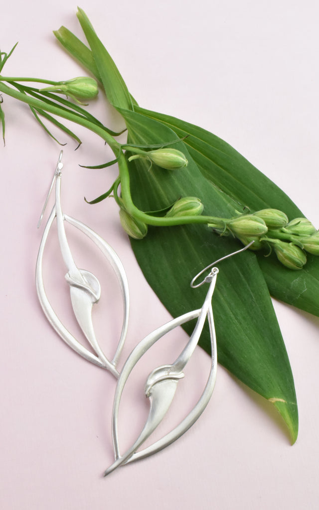 floral inspired silver earrings from Nikki Lorenz Designs