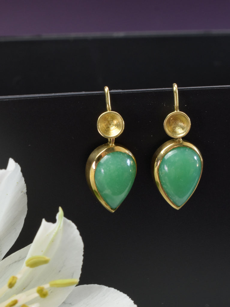 green and gold earrings from Nikki Lorenz Designs