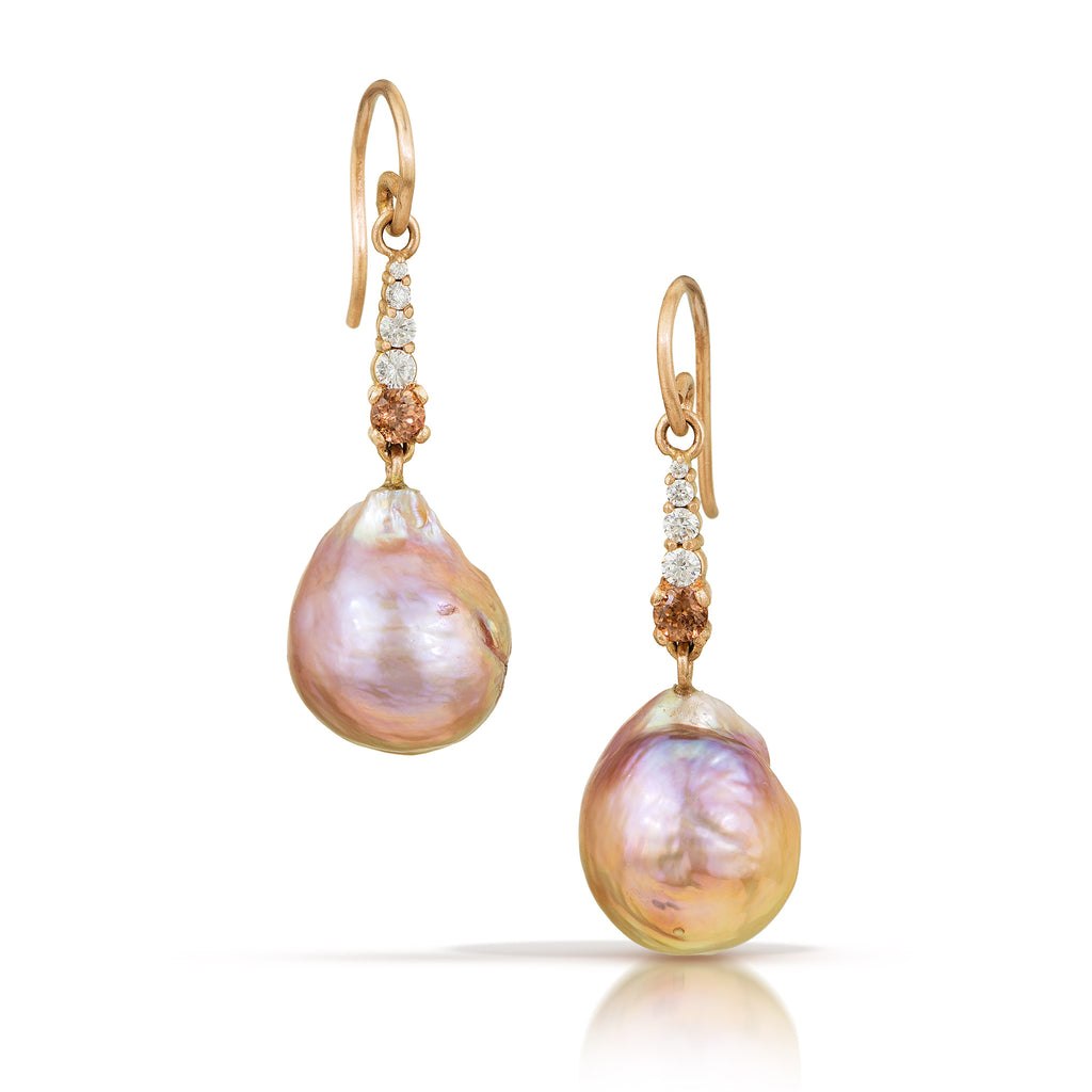 Kasumiga purple freshwater pearls with Imperial zircons and diamonds Nikki Lorenz Designs