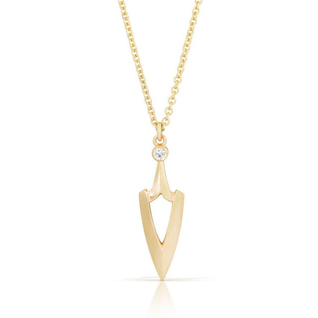 Modern 14k gold pendant with diamond from Nikki Lorenz Designs