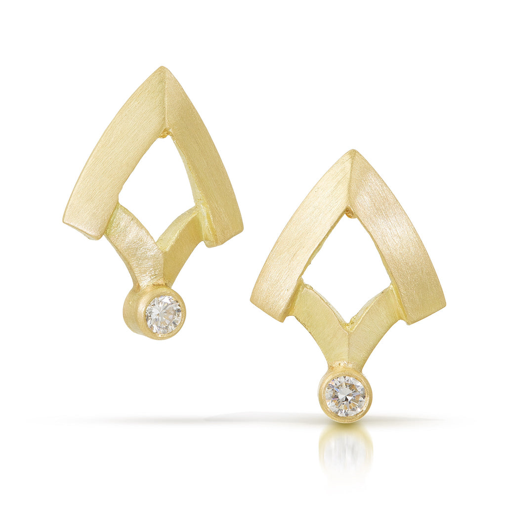 petite gold and diamond stud earrings from Nikki Lorenz Designs