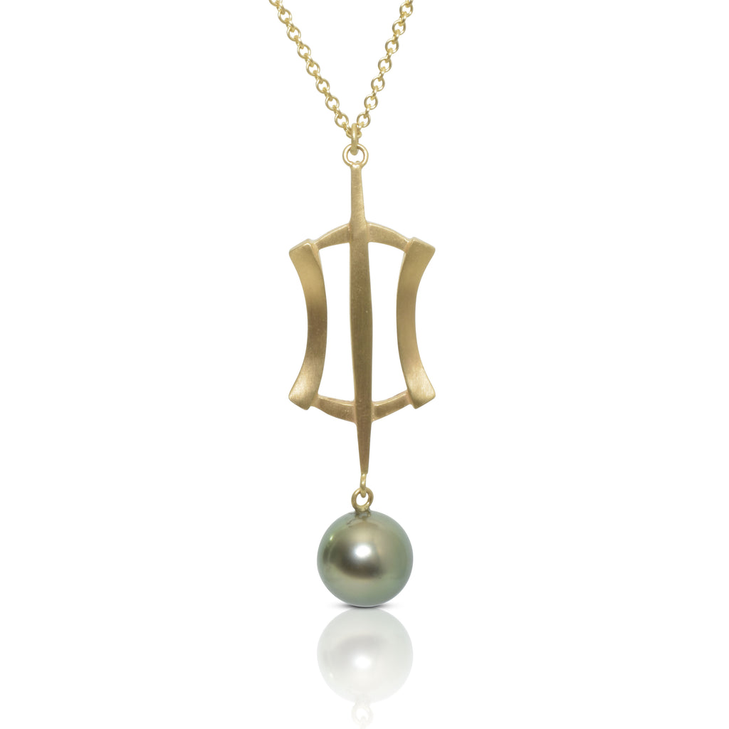 unique gold and tahitian pearl necklace from Nikki Lorenz Designs