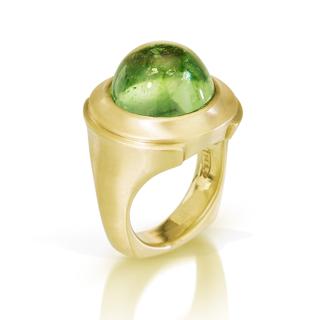 statement gold and green tourmaline ring from Nikki Lorenz Designs