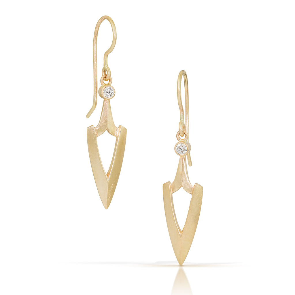 modern edgy gold earrings with diamonds from Nikki Lorenz Designs