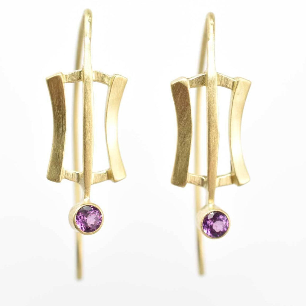 18k gold garnet earrings from Nikki Lorenz Designs