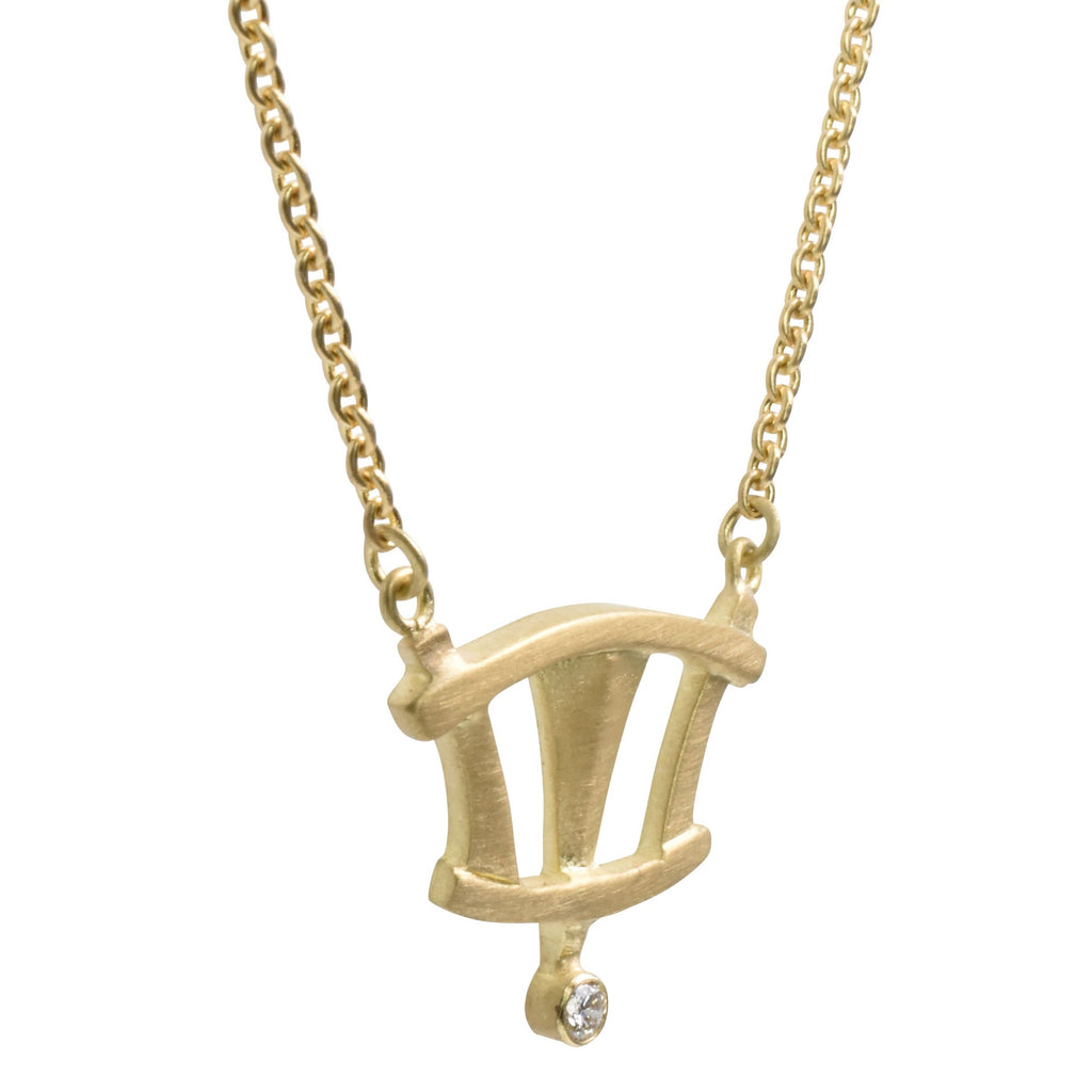 gold and diamond art deco inspired necklace from Nikki Lorenz Designs