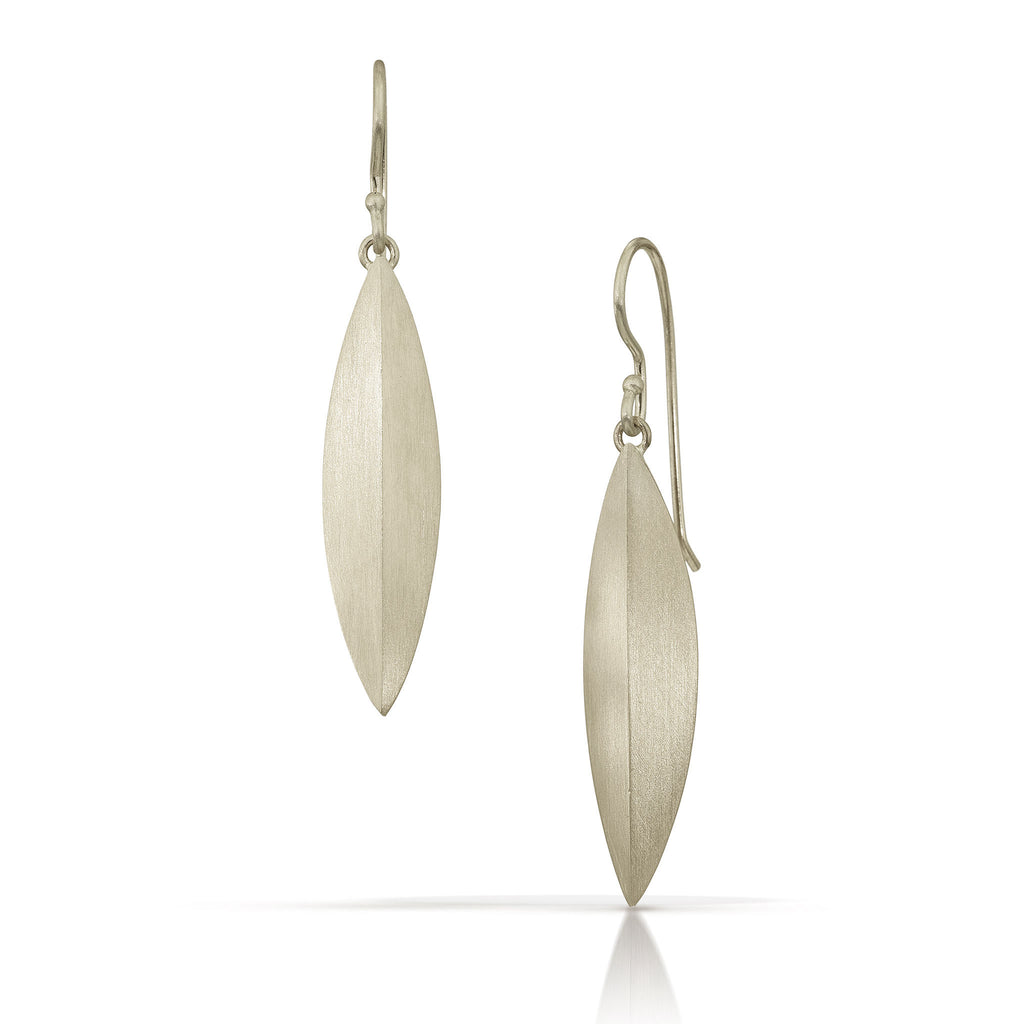 modern elliptical white gold earrings Nikki Lorenz Designs