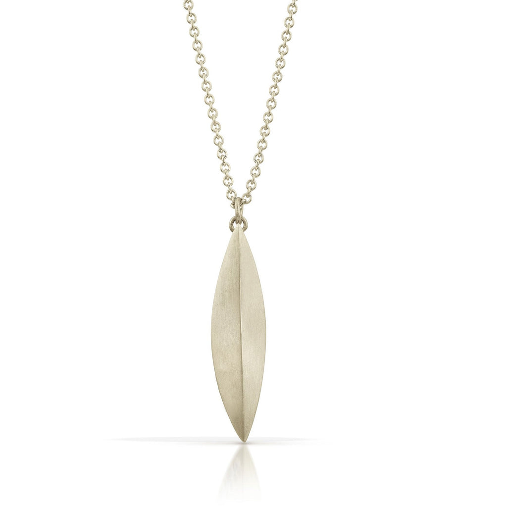 modern elongated 14k white gold pendant from Nikki Lorenz Designs