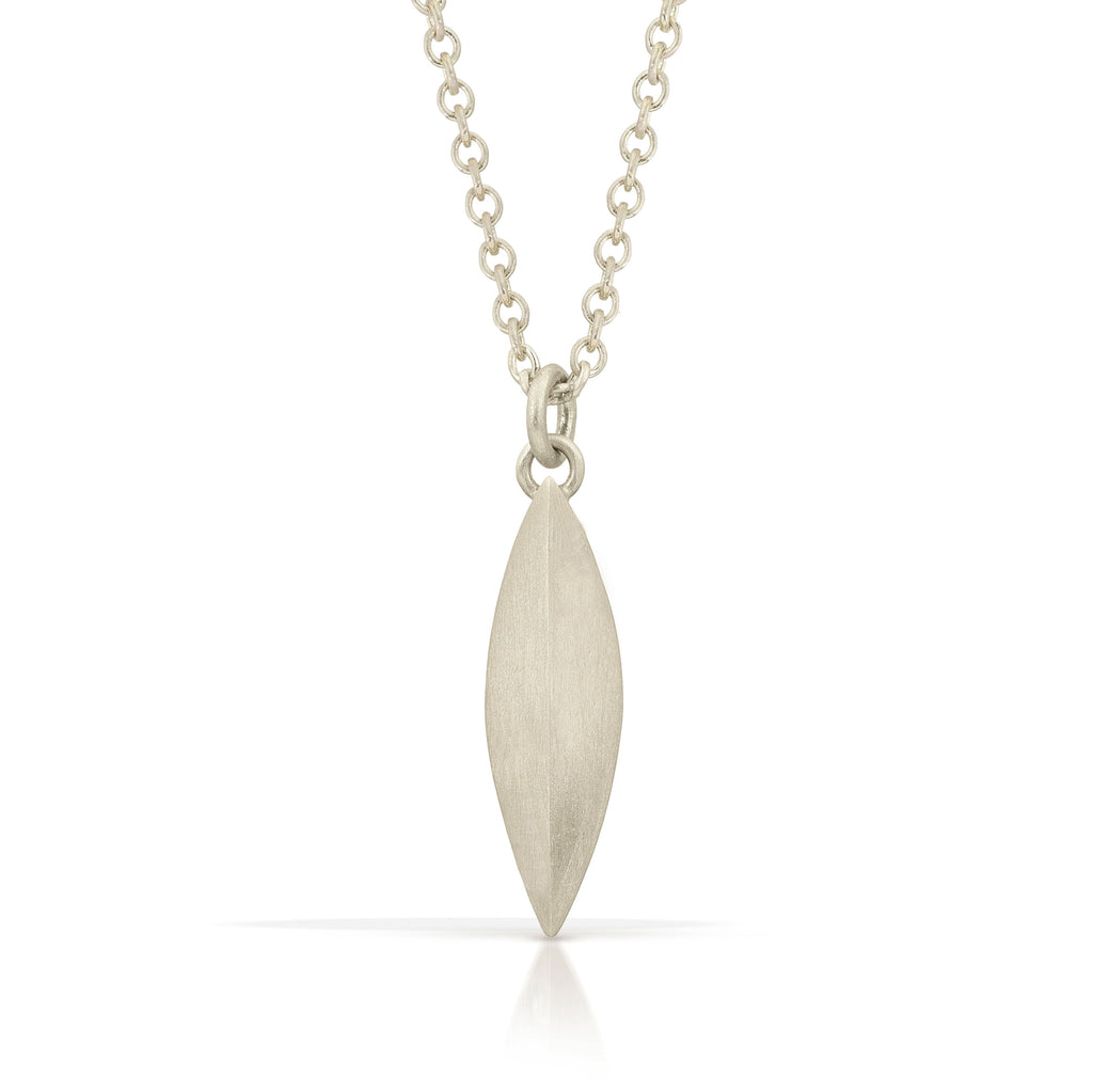 modern elongated 14k white gold pendant from Nikki Lorenz Desisgns